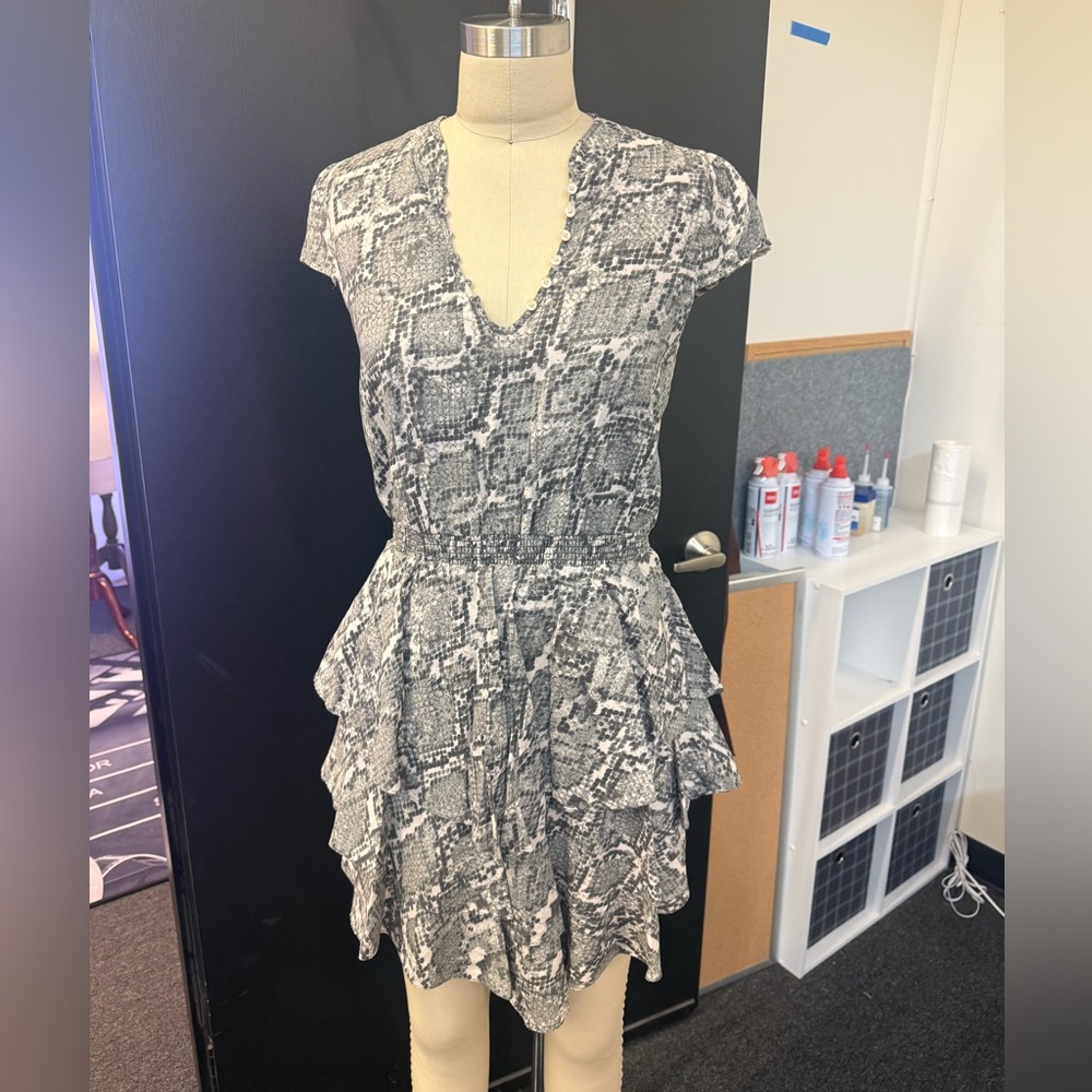 Armani Exchange Black and White Snake Print Mini Dress